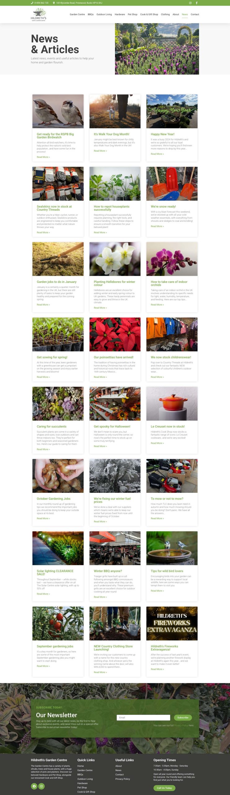 Hildreth's website design